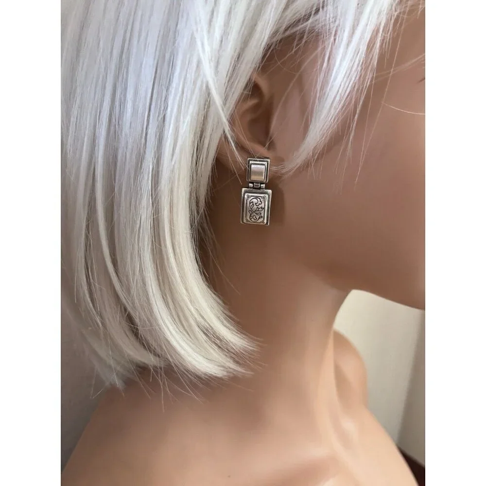 Brighton vintage silver scrolled drop earrings